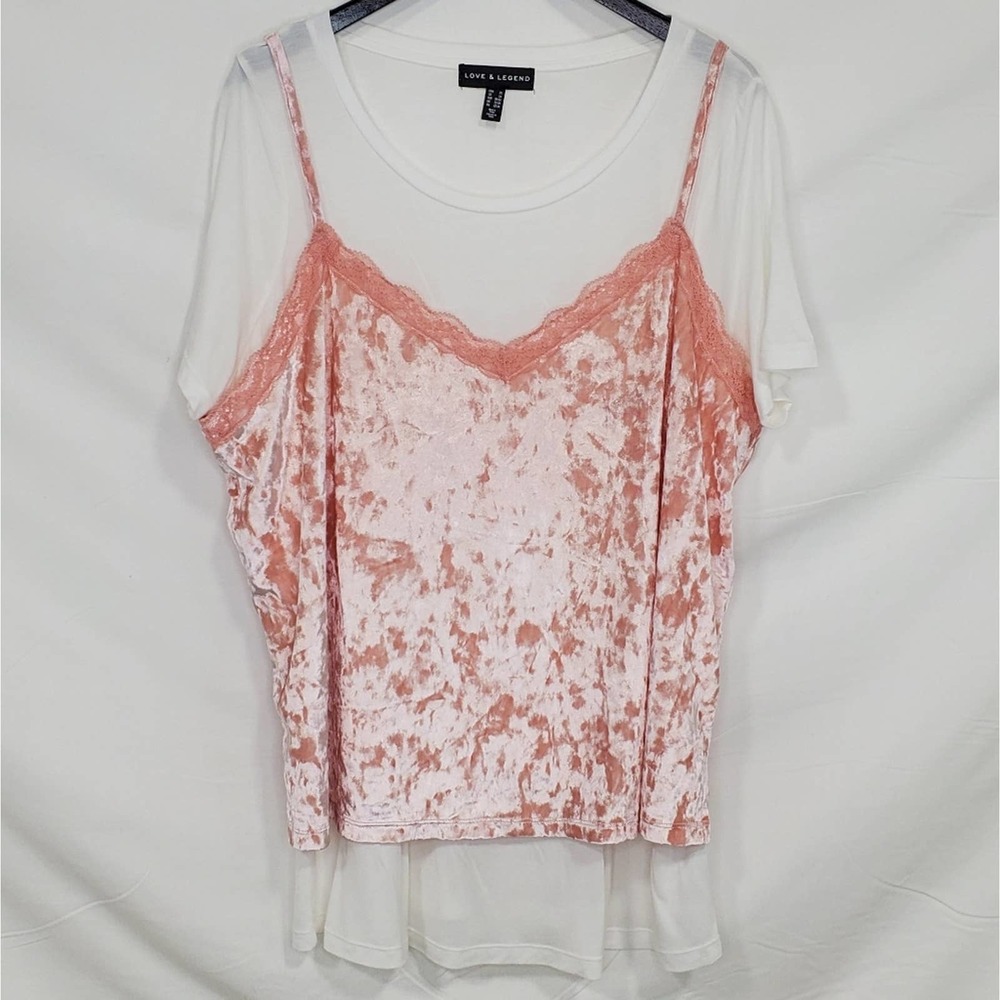 Live & Legend Velour V-Neck Tank Over White Tee